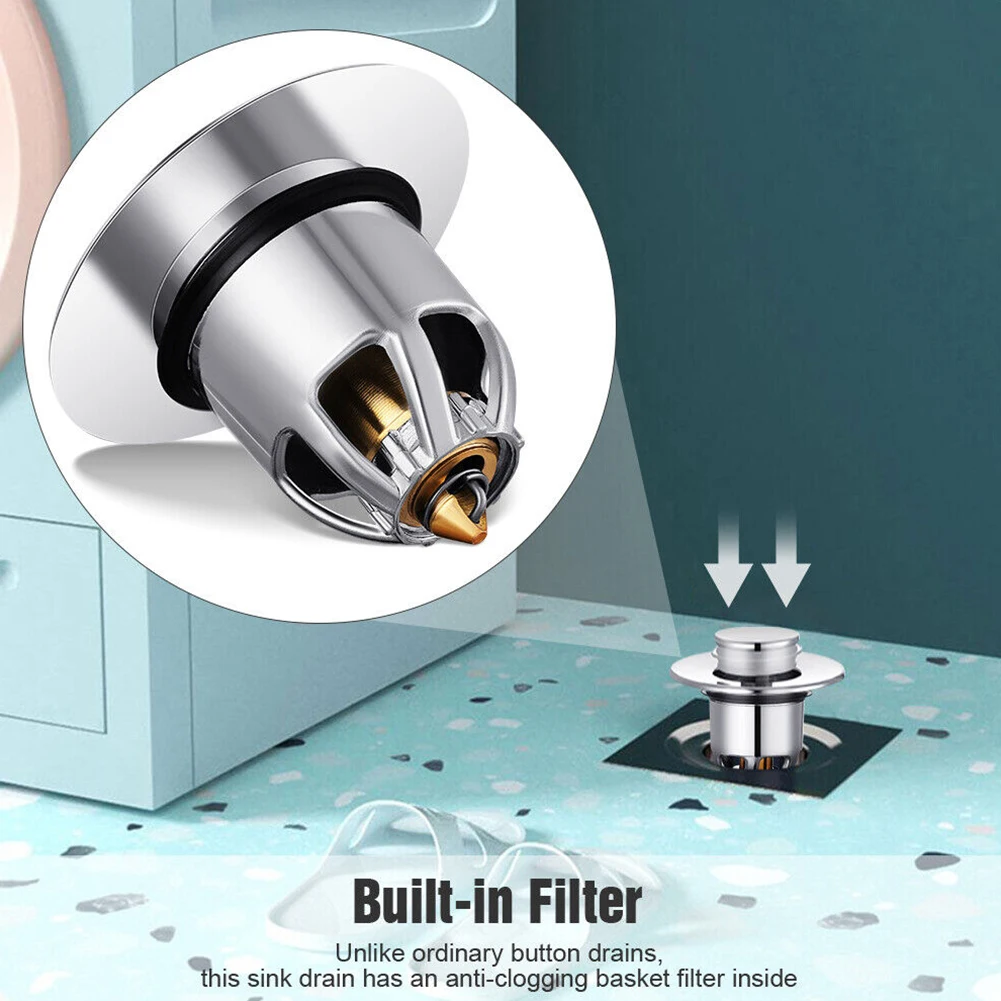 

Anti-Clogging Drainage Filter 1pcs Bathroom Bathtub Bounce Copper CoreBounce Drain Filter Kitchen Sink Strainer