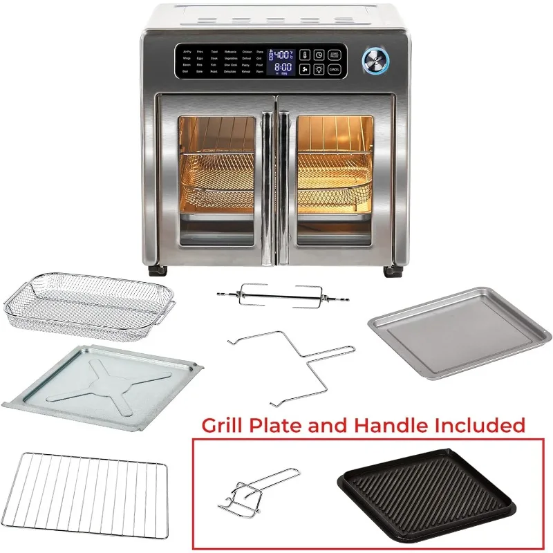 Emeril Lagasse 26 QT Extra Large Air Fryer, Convection Toaster Oven with French Doors, Stainless Steel 3
