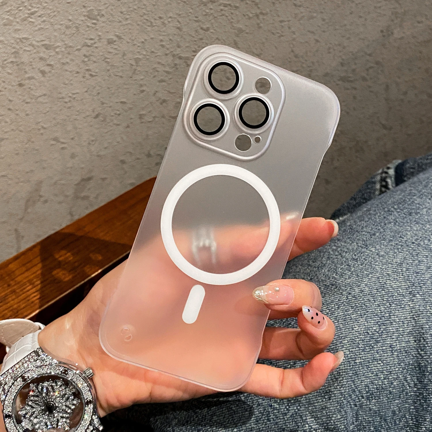 Ultra Thin Frameless Magnetic Matte Case with Lens Protection and Wireless Charging Compatibility