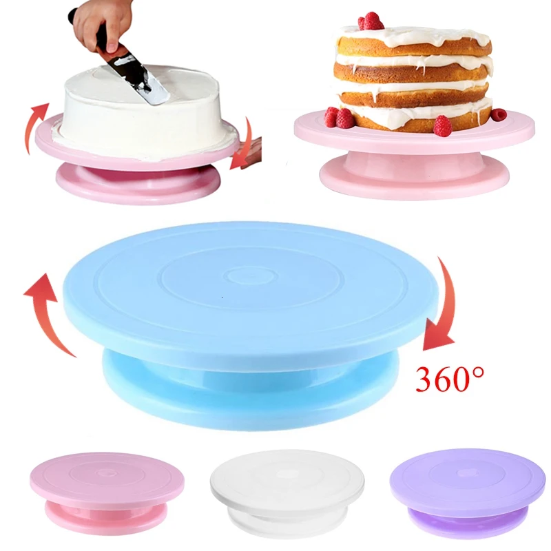 Revolving Cake Stand, Rounded Edges 10 Inch Durable Cake Decorating  Turntable for Chefs for Cake Decorating Supplies (Pink)