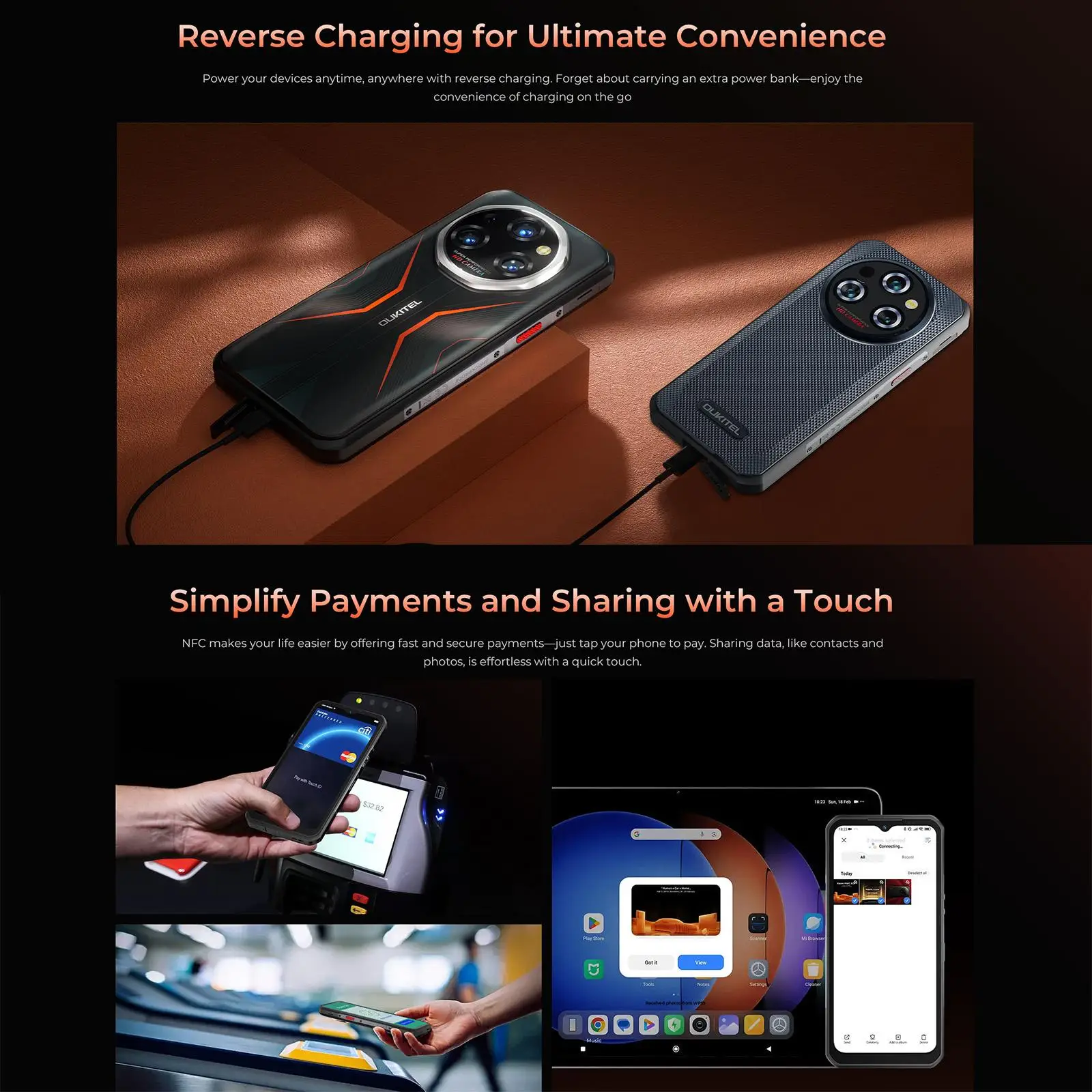 Oukitel WP55 5G Rugged Smartphone 11000mAh Battery 33W 108MP Camera 12GB+256GB 6.6 inch FHD+ IPS Display 120Hz Android 15 NFC