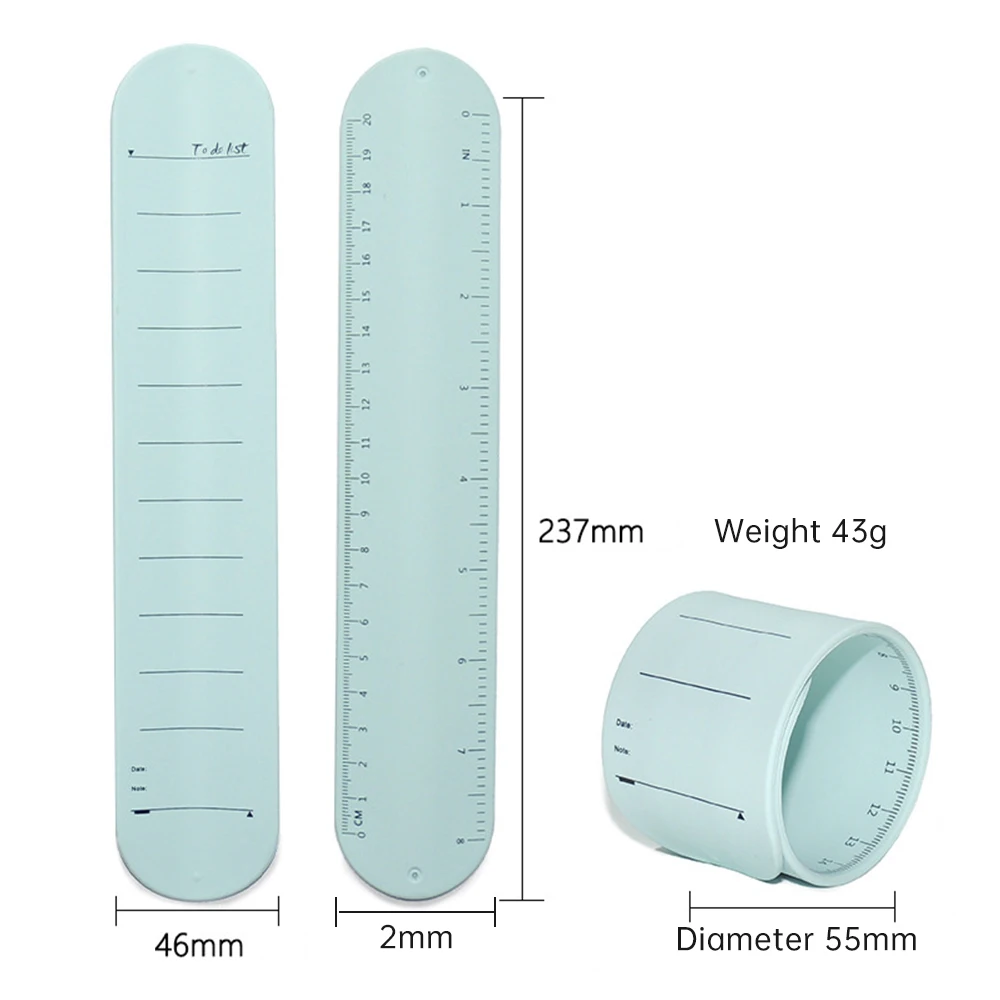 Wearable Notepad Silicone Memo Wrist Band Reminder Bracelet Waterproof to Do List Stap and Ruler Erasable with Oil-based Pen drawing ruler