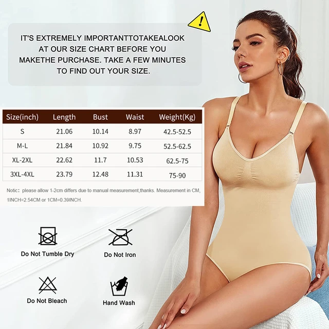 Shaper de corpo inteiro One Piece Mulheres V Neck Spaghetti Strap Bodysuit  Tummy Control Seamless Shapewear Built-In Bra Jumpsuit Tops - AliExpress