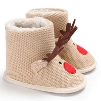 Baby Knitted Snow Boots Baby Boy Baby Girl Baby Christmas Shoes Cute Reindeer Plush Lined Walking Shoes 3