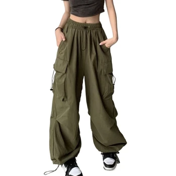 Pantalones Cargo Retro para Mujer, ropa de calle a la moda, pantalones de chándal informales finos de cintura alta, pantalones deportivos Harajuku, ropa para Mujer, pantalones para Mujer 1
