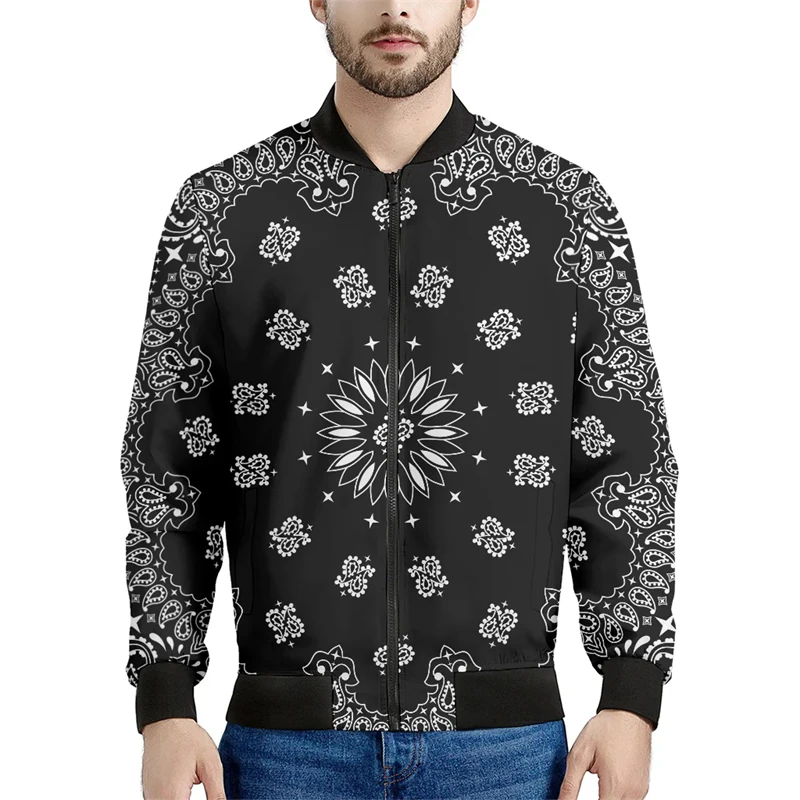 thumbnail image 1 of Chaquetas con estampado de bandana de cachemira de tendencia, moda de primavera y otoño, chaqueta con estampado 3D de manga larga, ropa de calle informal, sencilla y genial para hombre, 1 of 5