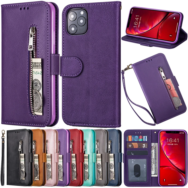 Flip Leather Wallet Case Cover Imitation Cowhide Zipper Card Slot For iPhone 13 12 11 Pro Max XR XS MAX X 6 6S 7 8 Plus SE2020 11 phone case