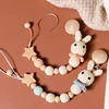 Let's Make Pacifier Chain 1pc Baby Teeting Chains Crochet Rabbit Panda Beads Wooden Clips Wood Teether Tiny Rod Kids Dummy Clips 1