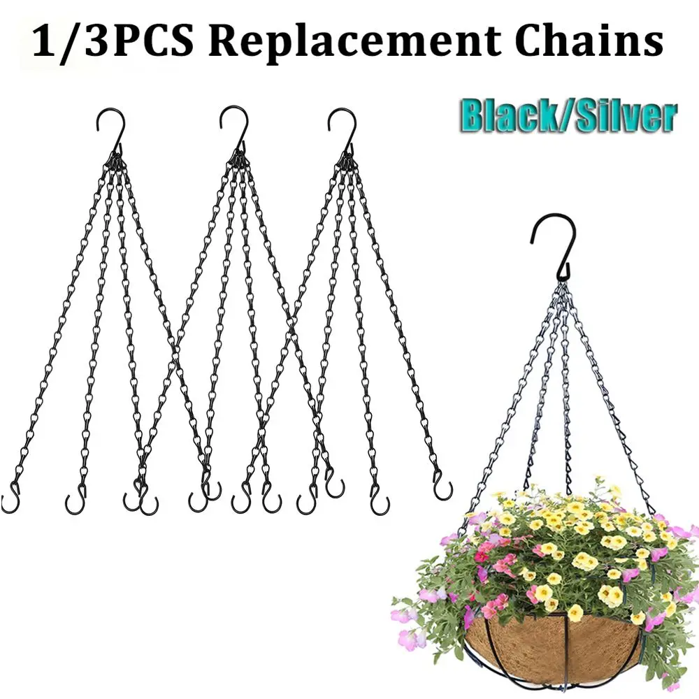 1/3pcs Planters Black/silver Pendant Flower Pot Replacement Plant Hangers Replacement Chains