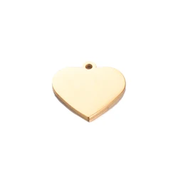Heart Love Pendant Accessories - Mirror Polished Stainless Steel for DIY Jewelry Making - 30 Pieces Wholesale Pack (14x15mm Gold)