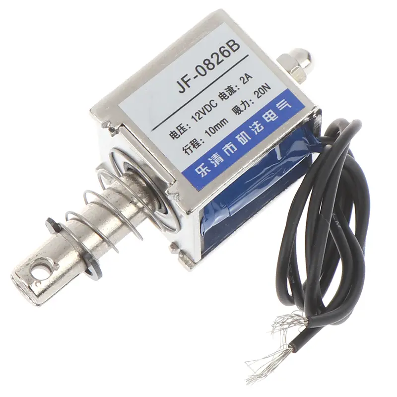 JF-0826B 12V/2A 10mm 20N push pull type open frame solenoid electromagnet image 6