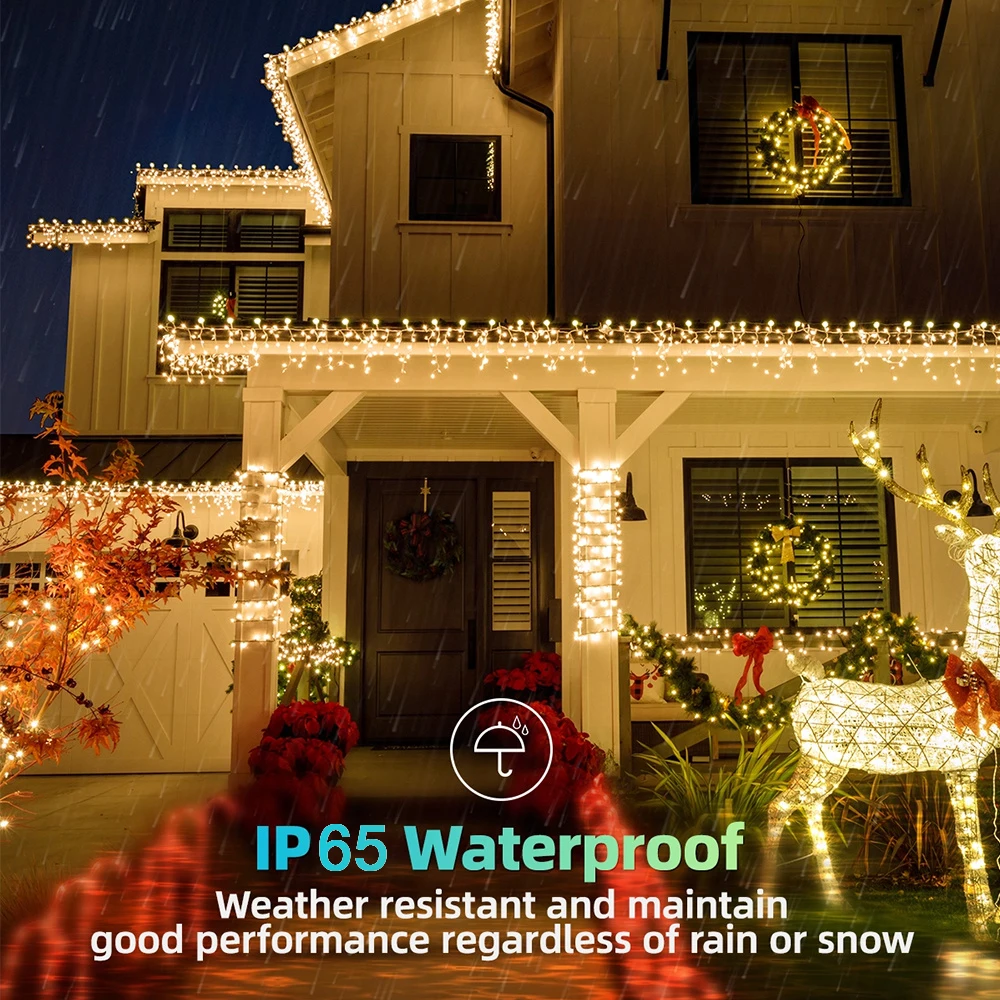3.5M/7.5M 160Leds Solar Icicle String Lights Indoor Outdoor Waterproof Christmas Decor Yard Garden Party Curtain Light