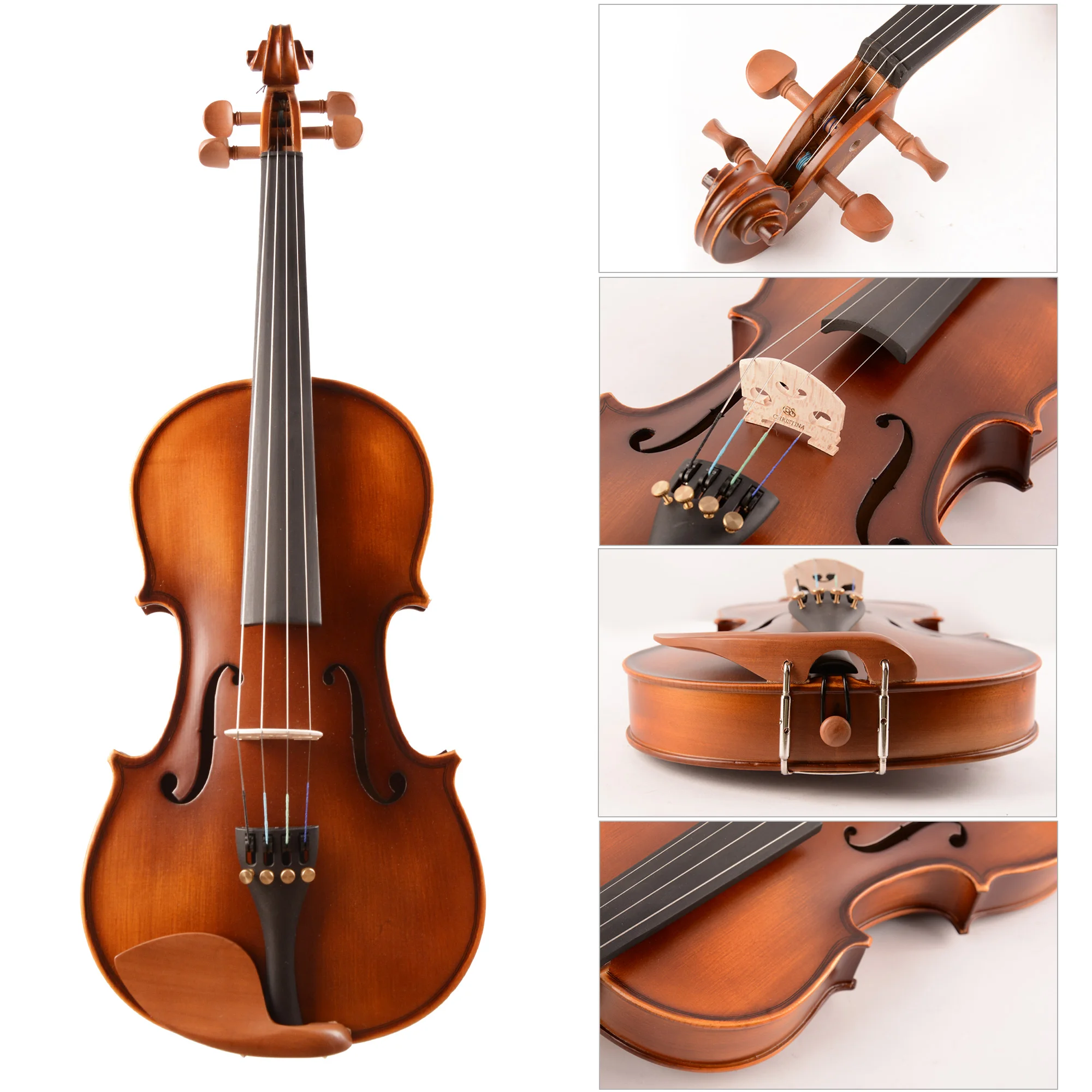 

Beginner Violin Junior CHRISTINA V02 Retro Matte Solid Spruce Maple Carbon Fiber Jujube Fittings Semi-handmade with Case Bow