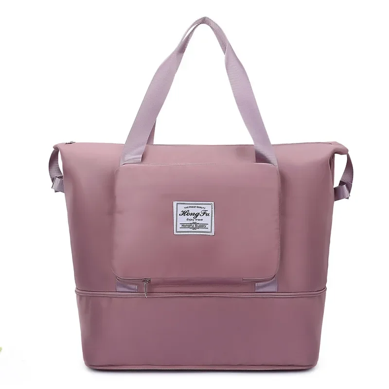 Foldable Portable High Capacity Handbag Women's Shoulder Bag Waterproof Nylon Travel Bag Fitness Bag Multifunctional Bag