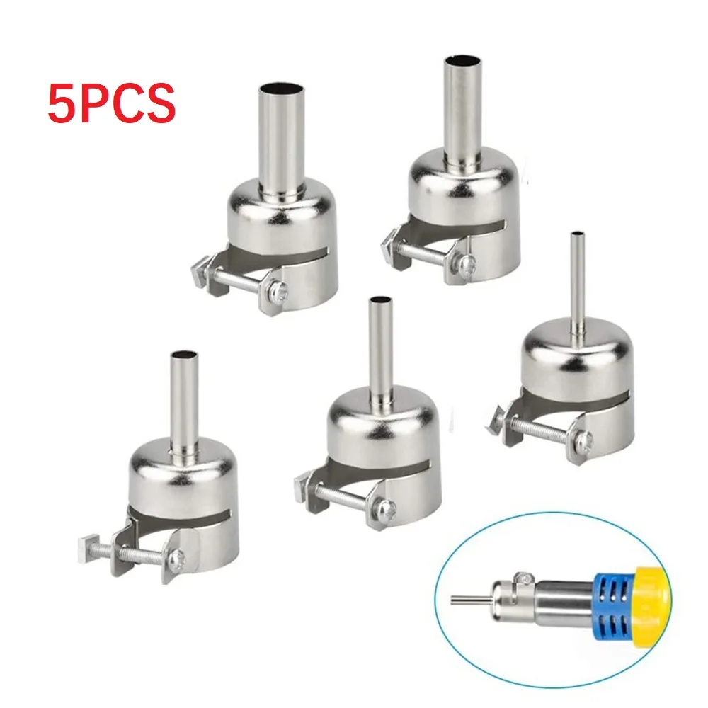 5pc Universal Nozzles Set For 850 852D 898 Soldering Station Hot Air Welding Nozzle Air Gun Stations Nozzle Welding Accessories