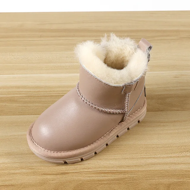 patroon Afrekenen Allerlei soorten Schapenvacht Bont Een Kinderen Snowboots Kinderen Fashion Kinderschoenen  Lederen Antislip Verdikte Wol Kinderen 'S Laarzen - AliExpress