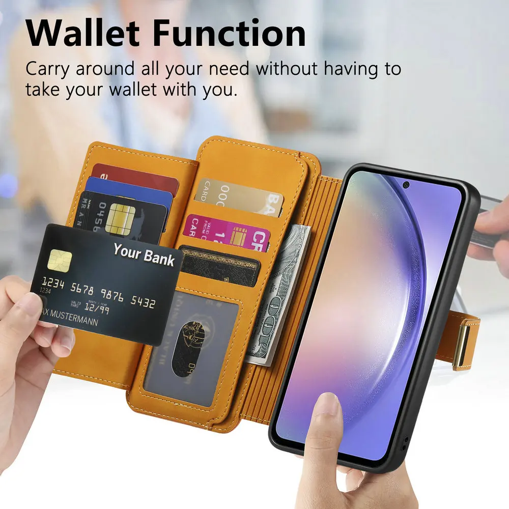 Detachable Leather Zipper Wallet Flip Case