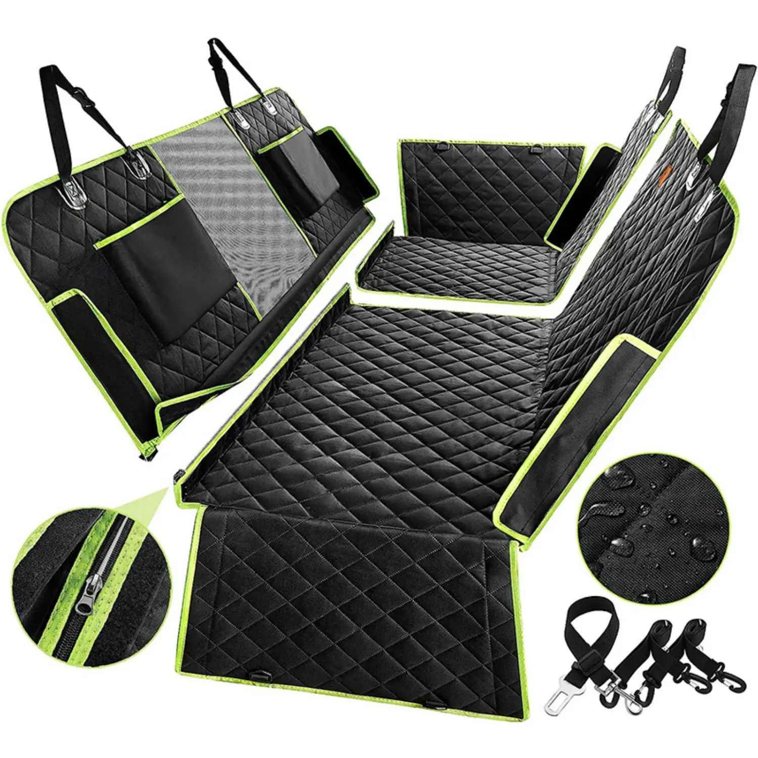 Housse De Siège Arrière Pour Chien - Hamac étanche à Fond Rigide (287 Lb) Avec Fenêtre En Maille - Noir - Universel