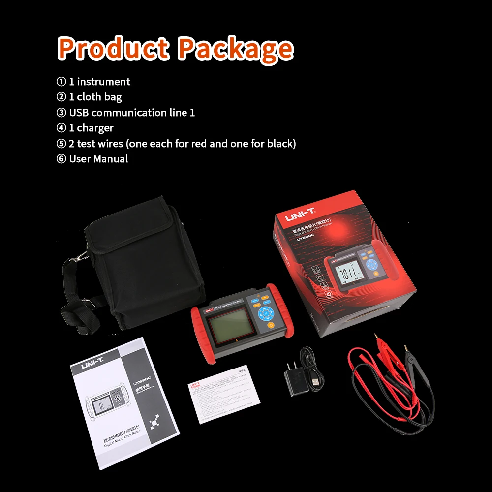 UNI-T Digital Micro Ohm Meter UT620C 300K&Omega; Resistance Meter Insulation Tester USB Data Transfer
