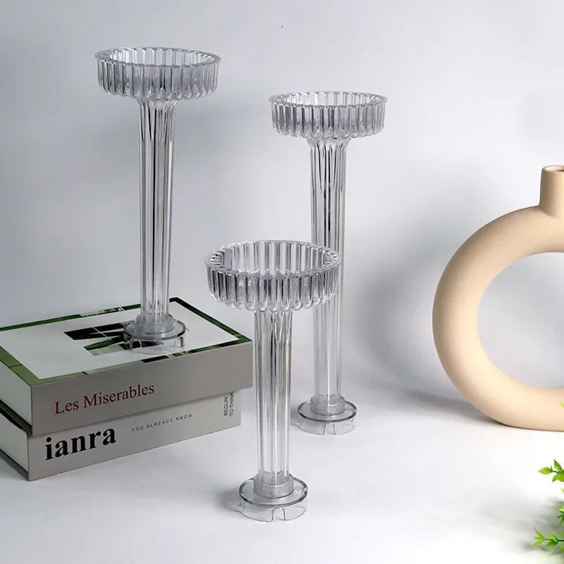 Elegant 3D Vase-Shaped Candle Mold for DIY Striped Column Candles - Home Decoration Tool
