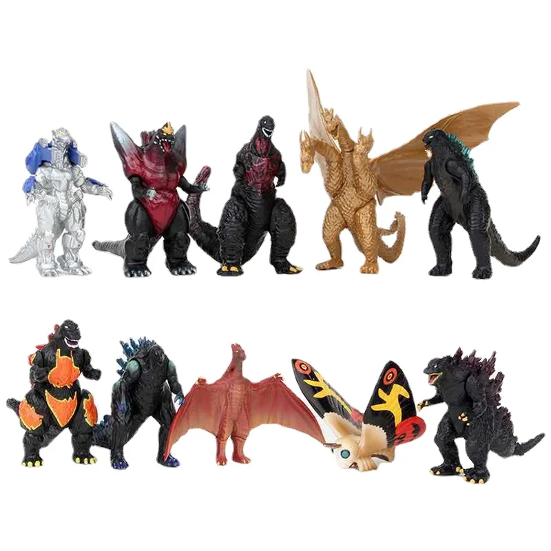 10Pcs Godzilla Dinosaur Toys King Of The Monsters Mobile Action Figures Mothra Imago Shin Burning Heisei Mecha Ghidorah