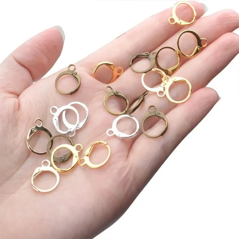 Earring Hooks Hypoallergenic Brass Lever Back Round Hook Ear Wire with Open Loop for Design Jewelry Making 20-50