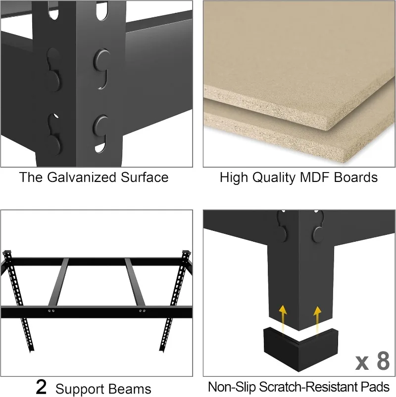 4 Pack Storage Shelves 48" x24" x 72" 5 Tier Adjustable Garage Storage Shelving Heavy Duty Metal Storage Utility Rack Shelf Unit 4