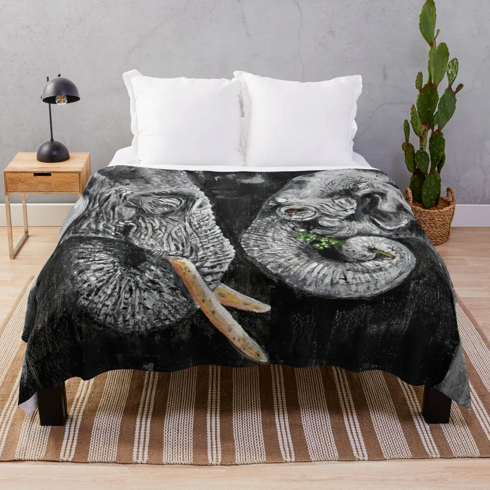 

Elephant face to face Throw Blanket Blanket Fluffy Nap Blanket Single Blanket