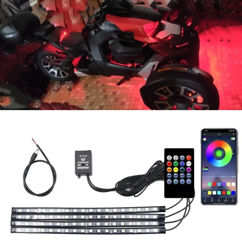 

12V Motorcycle LED Neon Strip Lamp RGB Multicolor Under Glow Lights APP Remote Control 5050SMD LED Car Decorative Light Strip