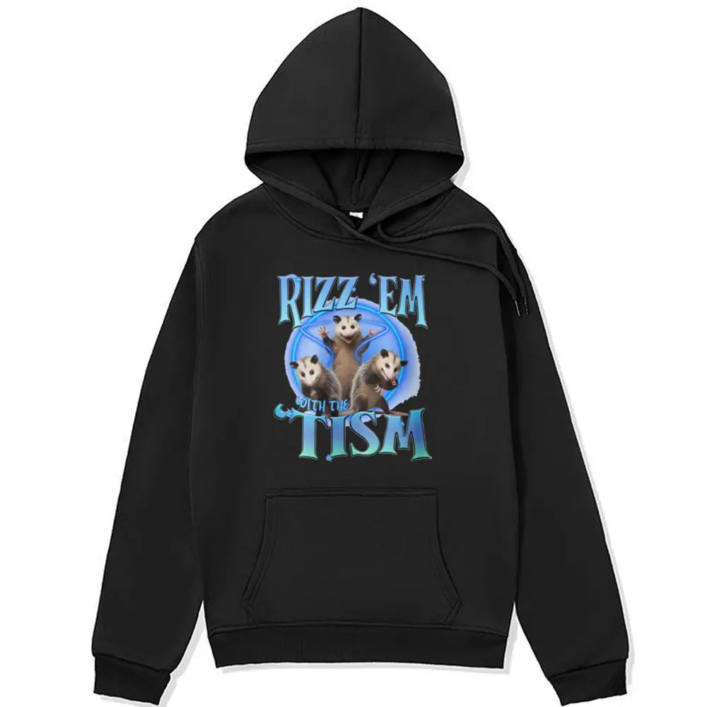 

Толстовка Rizz Em с рисунком енота, забавный худи с графическим принтом, модный Повседневный пуловер оверсайз для мужчин и женщин