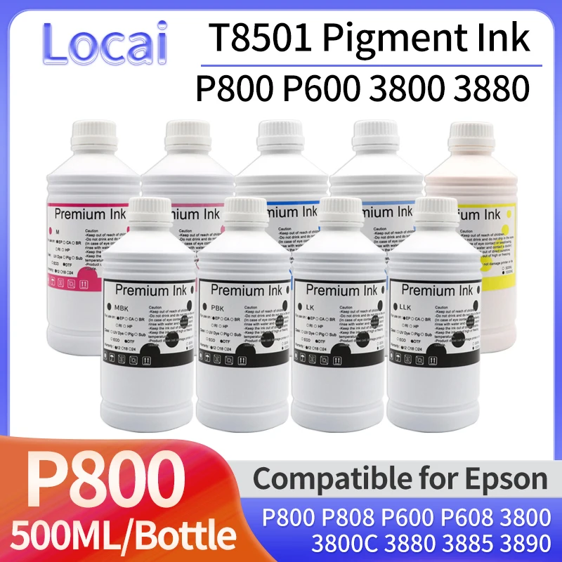 

500ML T5801-T5809 Refill Pigment Ink Compatible for Epson Stylus Pro 3800 3800C 3880 3885 3890 P808 P800 P600 P608 Printer Ink