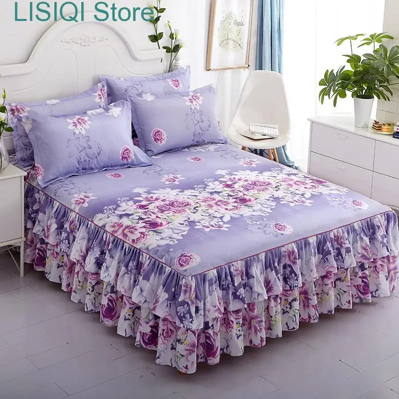 

New Bed Sheets and Pillowcases Linen Cotton Mattress Covers Skirt Fitted 2 Seater Bedspread Double Bedding Set Size Bedsheets