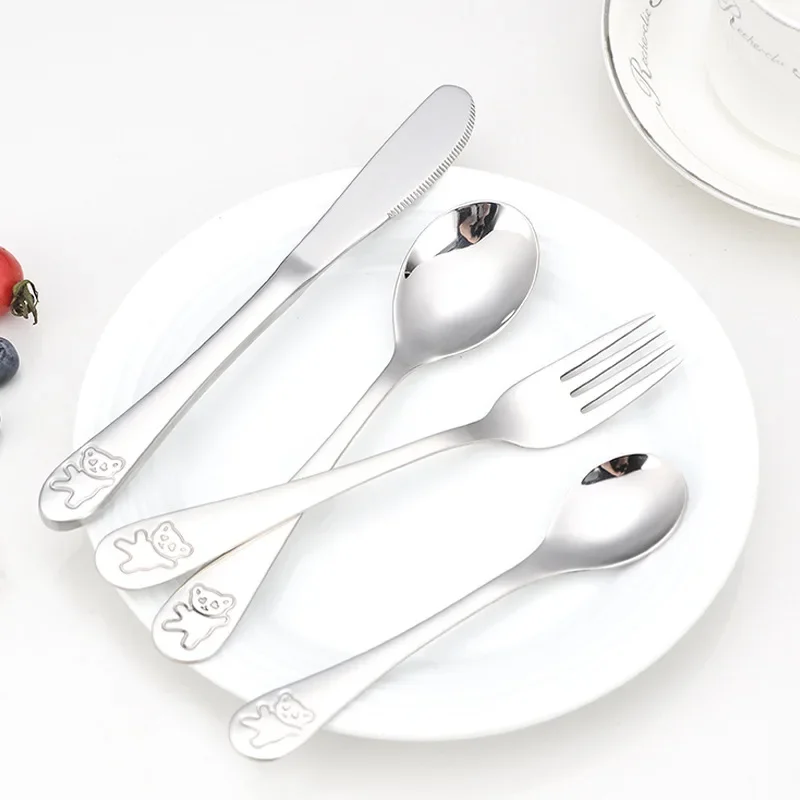 Cutlery Set Western Style Cutlery Set Stainless Steel Cutlery Set Stainless Steel Spoon Fork Table Western-Style Knife Tableware Set Feeding Baby Children Products Food