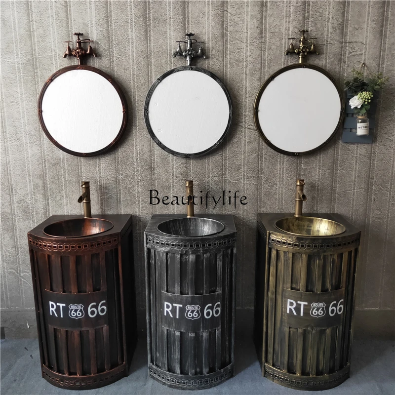

Iron Industrial Style Wash Basin Retro Column Inter-Platform Basin