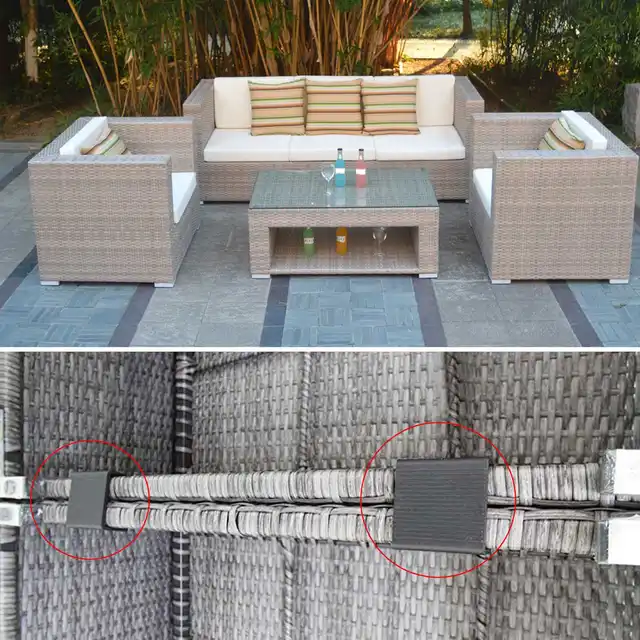 10 Pc Kültéri Kert Rattan Fonott Bútorok Igazító Rögzítőelem Kanapécsomó Csatlakozója Kanapéhoz - Image 5