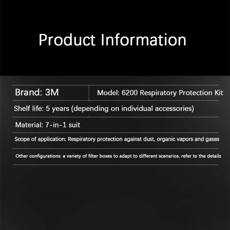 3M 6200 Gas Mask Spray Paint Dust Filter Box Chemical Mask Organic Gas Protection Industrial Filter Cotton Mask