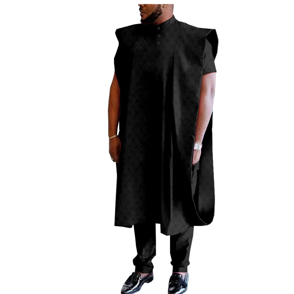 

New African Clothes For Men Traditional Wedding Party Muslim Agbada Shirt Pant Suit 3 PCS Set Africain Man Set