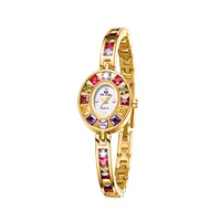 Luxury Women Watches High Quality Colorful Diamonds Dial Bracelet Ladies Watch Fashion Small Gold Quartz Wristwatches Gifts 1