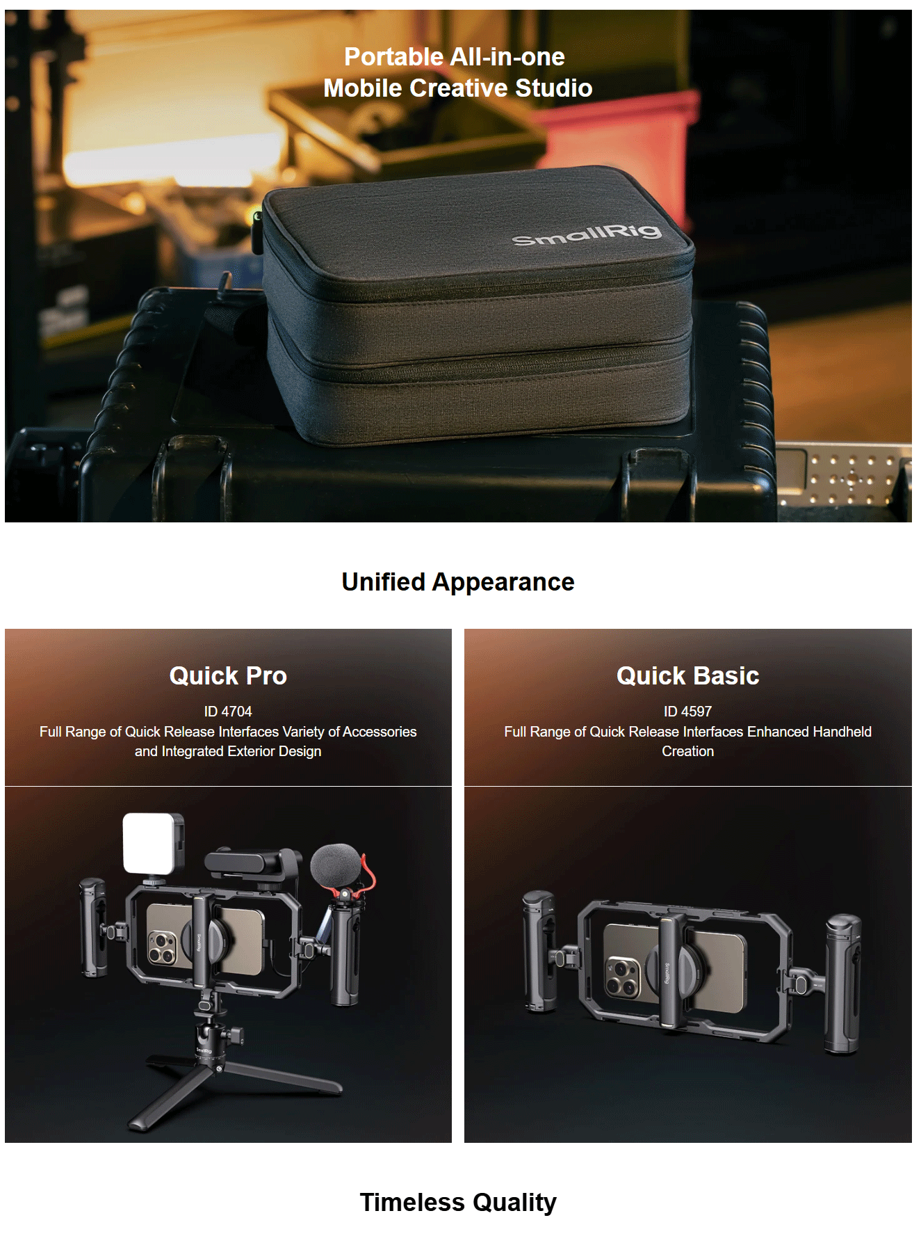 Videography Kit Quick Pro/Basic Edition for Smartphone Creator with Audio and Li