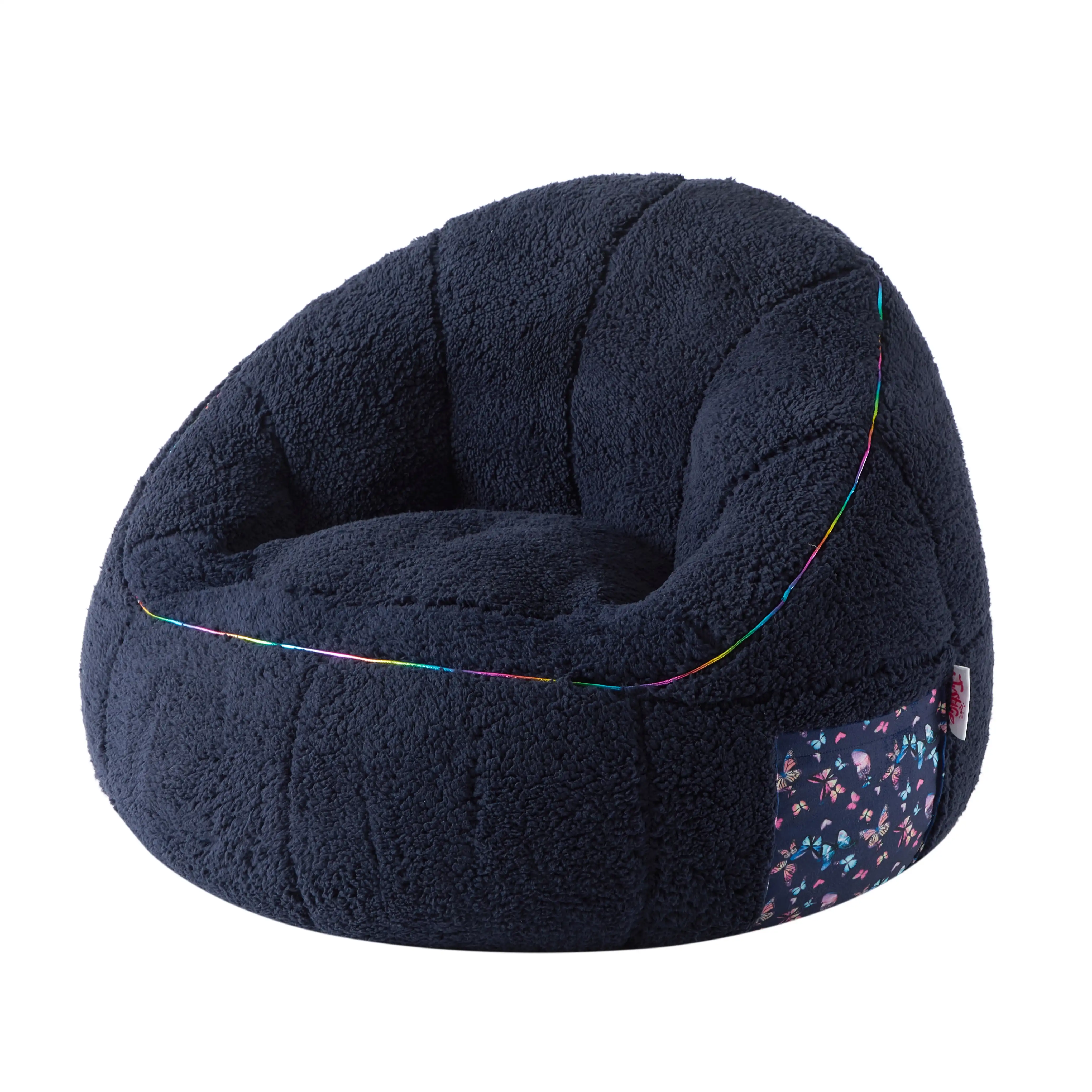 

Super Soft Bean Bag Chair with Pocket, Navy Lazy Floor Sofa Round Fluffy Couch for Living Room Bedroom College Dorm