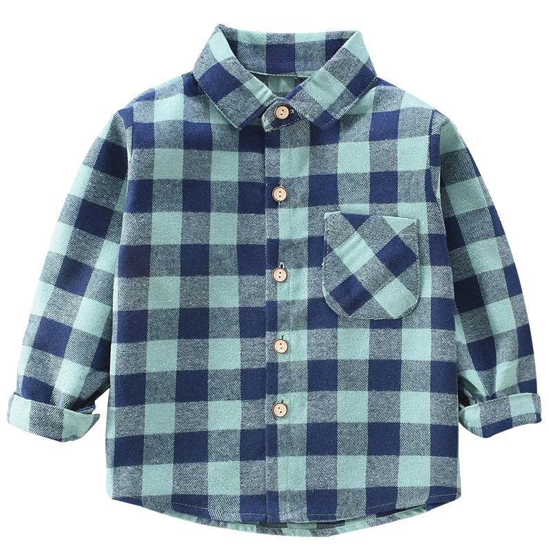

Spring Autumn Warm Coat Shirt for Boys and Girls 1-9 Year Old Classic Striped Plaid Top Thickened Korean Fashion Children's Wear