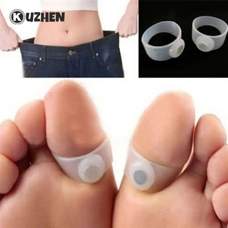 HOT 1Pair=2pcs Slimming Lose Weight Care Tool Silicone Magnetic Massage Foot Toe Rings