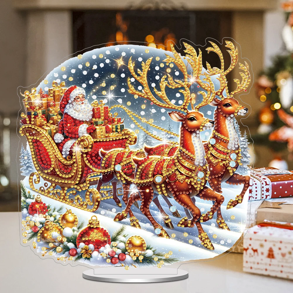 5D DIY Acrylic Special Shaped Christmas Snow House Diamond Painting Embroidery Kits Art Diamond Mosaic Set Tabletop Ornaments