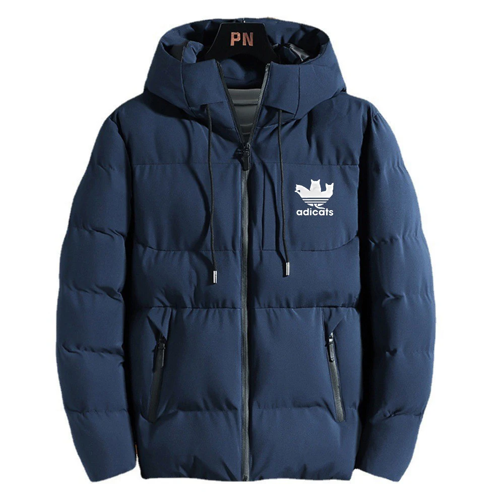 New men's down cotton jacket jacket thickened winter outdoor leisure hooded tide warm cotton jacket jacket_voghion.com