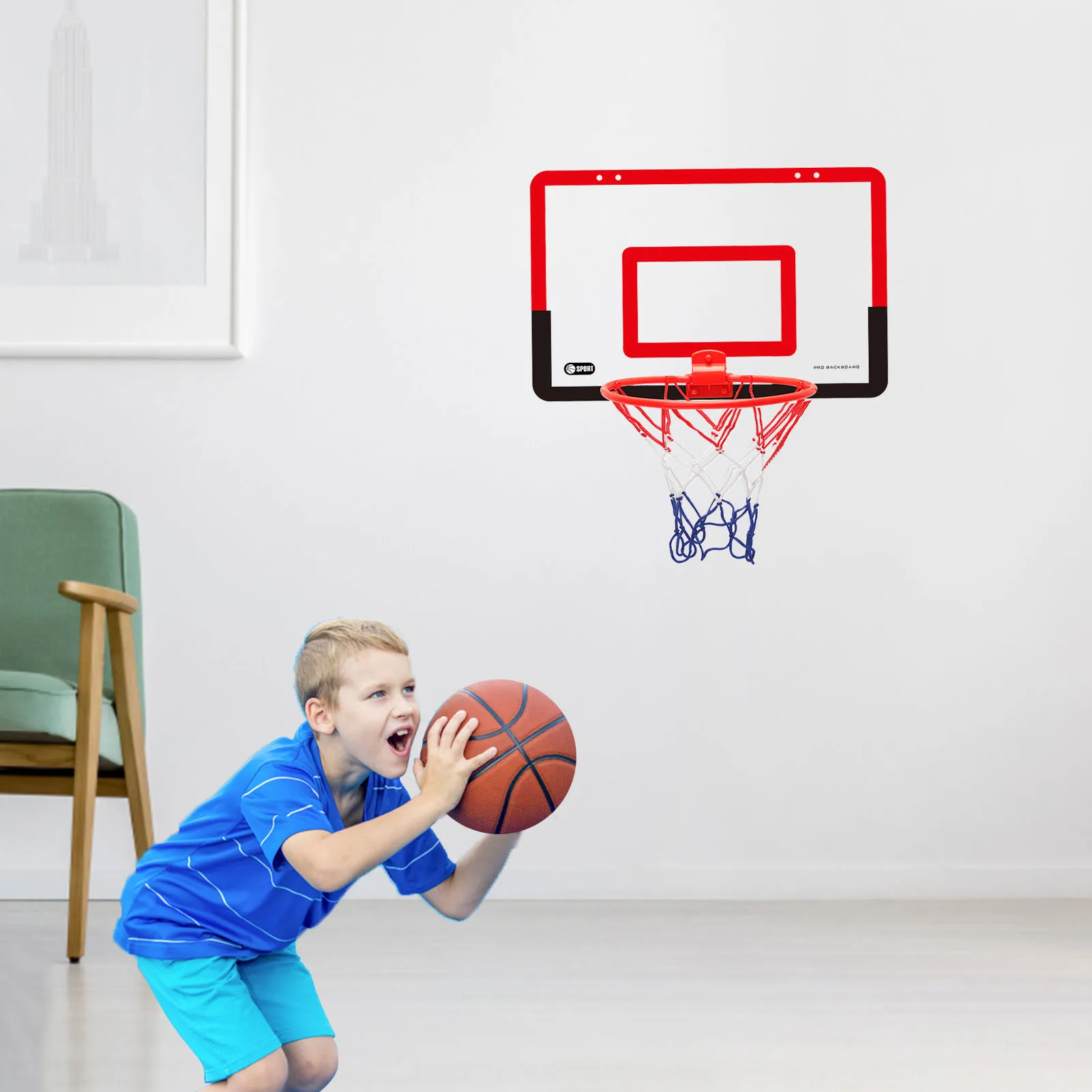 Wall Mount Basketball Hoop Set For Kids Home Fitness Sports Basket Ball Hoops Boy Gifts Indoor Plastic Basketball Backboard Toys