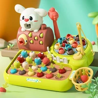 Toddler Montessori Toy Fishing Whac A Mole Pull Carrot Feeding 4-In-1 Multifunctional Music Toy Learning Educational Baby Gift 1