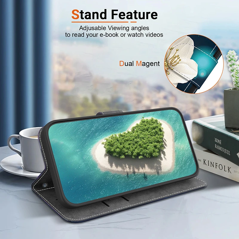 Cartoon Magnetic Book Cover with Stand and Flip Wallet Design