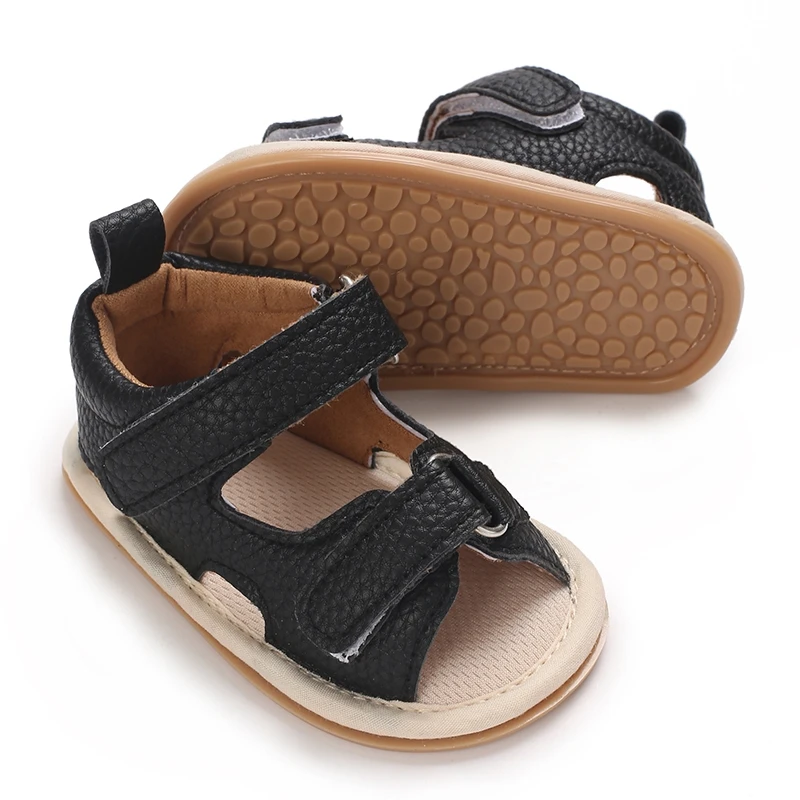 Summer Baby Boys Sandals Solid Color Artificial Leather Breathable Non Slip Shoes