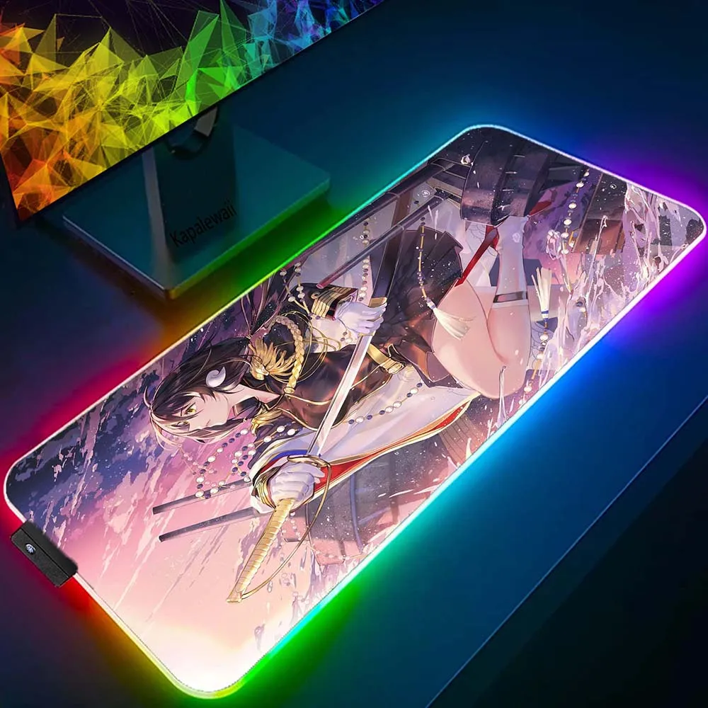

Azur Lane Mouse Pad Glowing USB LED Gaming Setup Accessories Mousepad XXL Desk Mat Locking Edge Mouse Pads Keyboard Mat Soft Pad