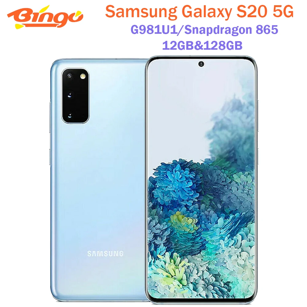 Samsung-携帯電話Galaxys20 5g g981u1,128インチ画面,スマートフォン,snapdragon  865オクタコア,トリプルカメラ,6.2 Gb ram,NFC